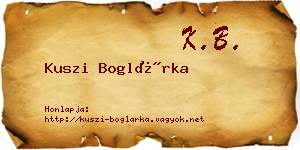 Kuszi Boglárka névjegykártya